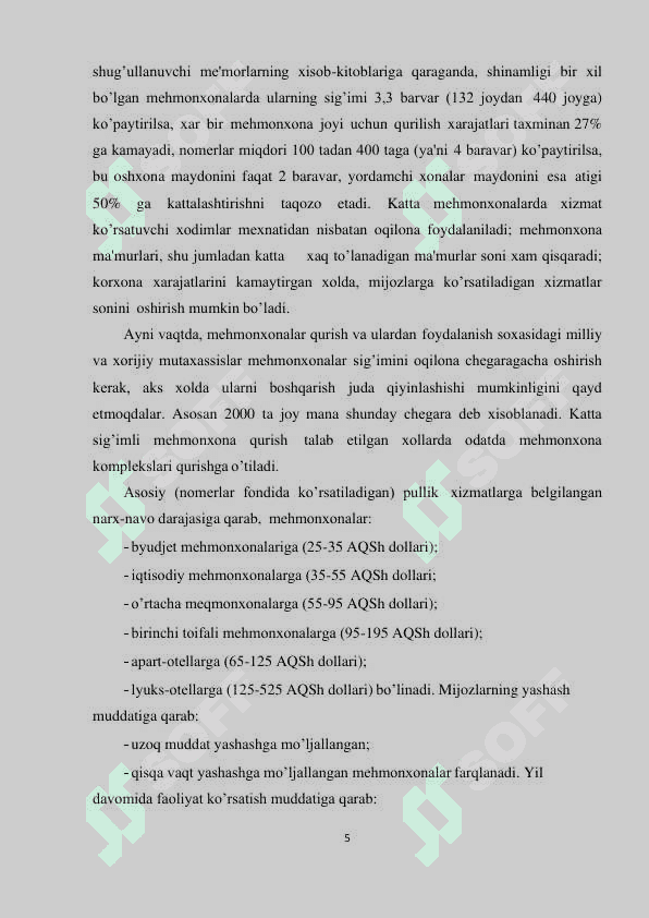 O`ZBEKSITON RESPUBLIKASIDA MEHMONXONA XO`JALIGINI BOSHQARISH VA REJALASHTIRISHNI TASHKILIY HUQUQIY 4