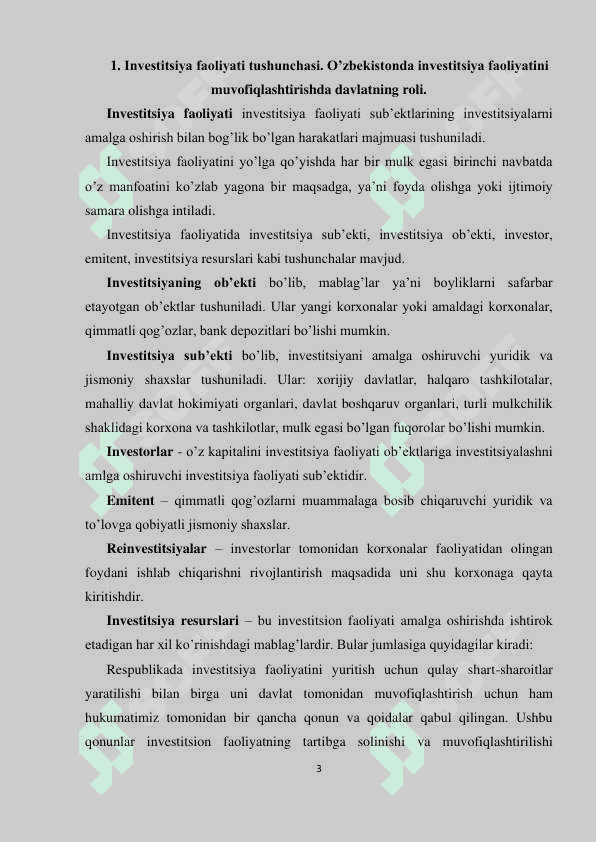 INVESTITSIYA FAOLIYATINI DAVLAT TOMONIDAN TARTIBGA SOLISHTIRISHNING XUSUSIYATI 2