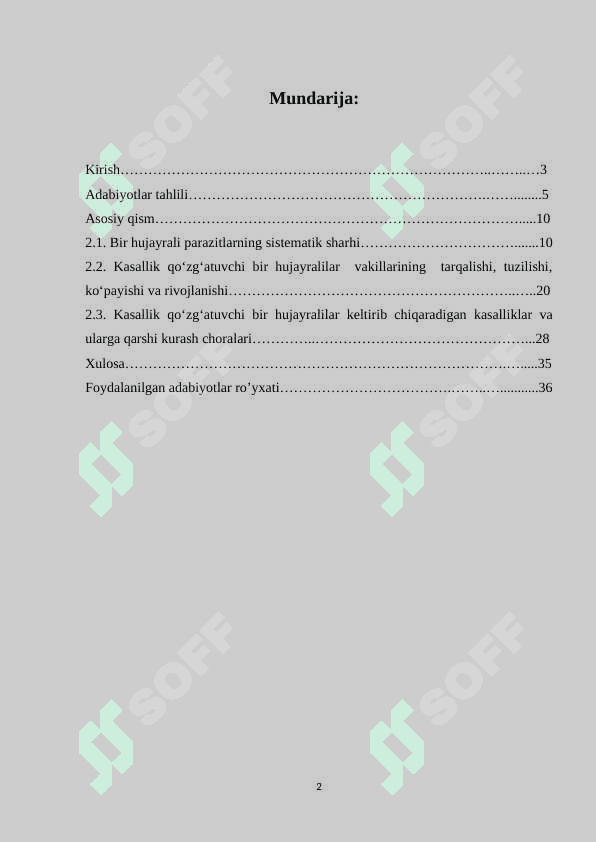 Kasallik qo‘zg‘atuvchi bir hujayralilar. 2