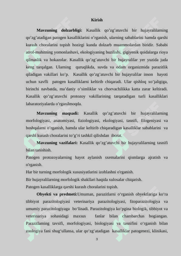 Kasallik qo‘zg‘atuvchi bir hujayralilar. 3