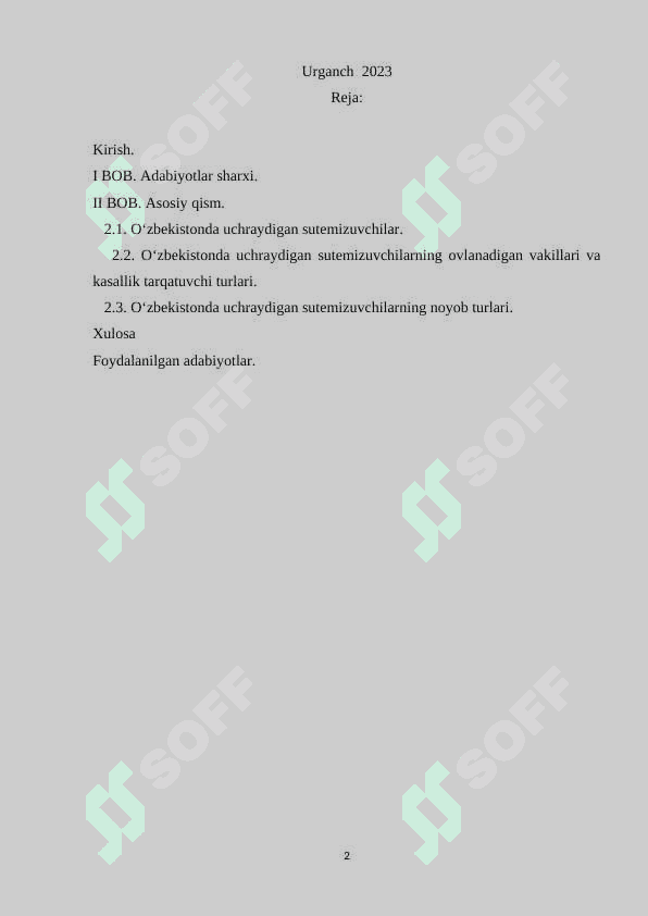 O'zbekistonda uchraydigan sutemizuvchilar, ovlanadigan vakillari kasallik tarqatuvchi va noyob turlari. 2