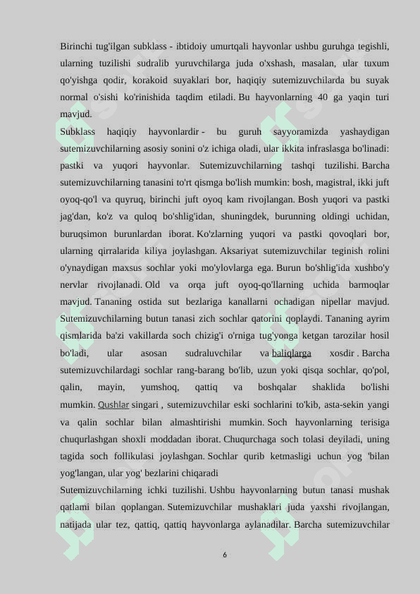 O'zbekistonda uchraydigan sutemizuvchilar, ovlanadigan vakillari kasallik tarqatuvchi va noyob turlari. 6