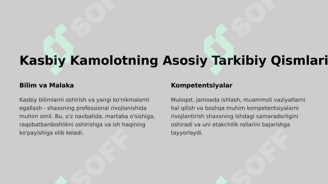 Shaxsning Kasbiy Kamoloti: Muvaffaqiyatga Erishish Yo'li 2