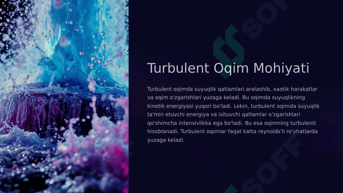 Laminar va turbulent oqimlar. Reynolds soni 5
