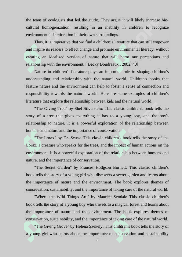 Symbol of nature in children's literature 8