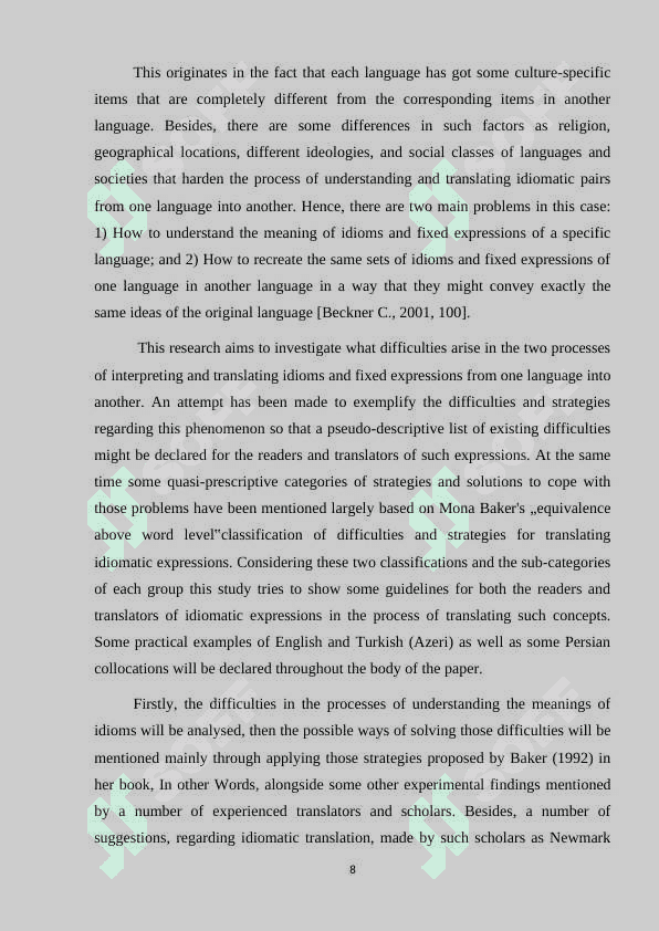 Translation of phraseological expressions 8