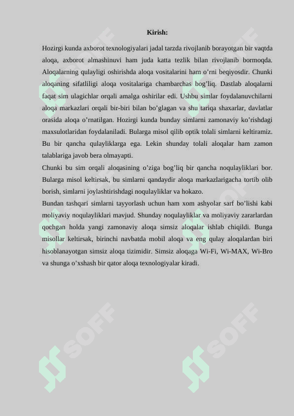 5G xarakatdagi aloqa simsiz tizimlari standartlari. 3