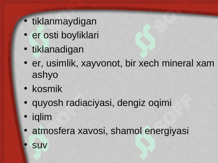 Tabiiy resurslar va ularning tasnifi 7