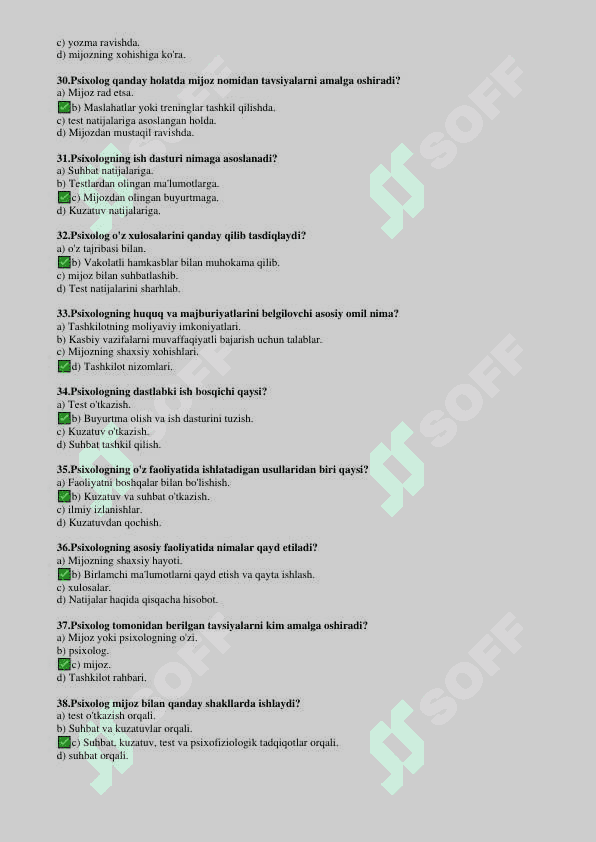 Psixologiya tets 300 talik javobi bilan 4