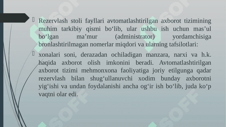 Ixtisoslashgan mehmonxonalarda bronlashtirish tizimi 3