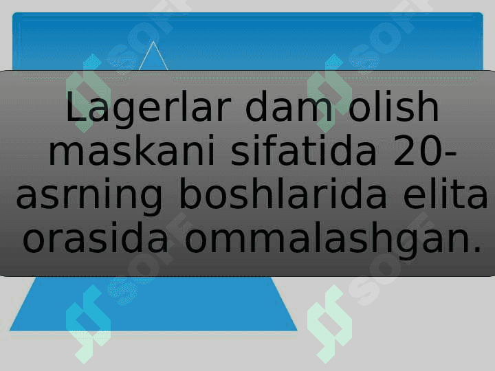 Dam olish hududlarida oromgohlarni tashkil etish masalalari. 7