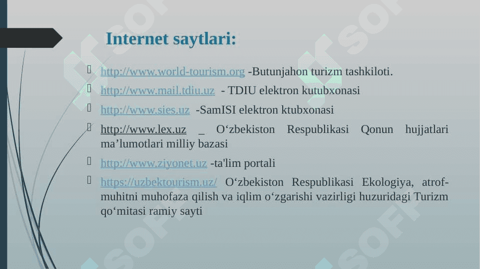 “IXTISOSLASHGAN MEHMONXONA TURLARI” FANIGA KIRISH 4