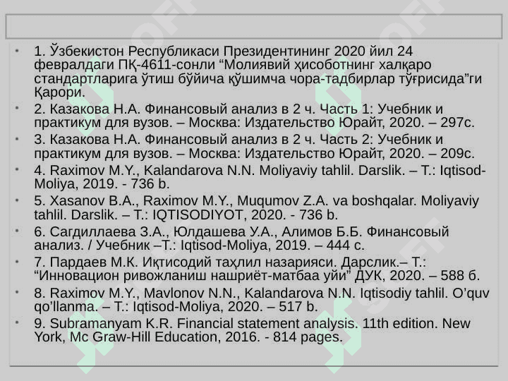 Дебиторлик ва кредиторлик қарзлари таҳлили 2
