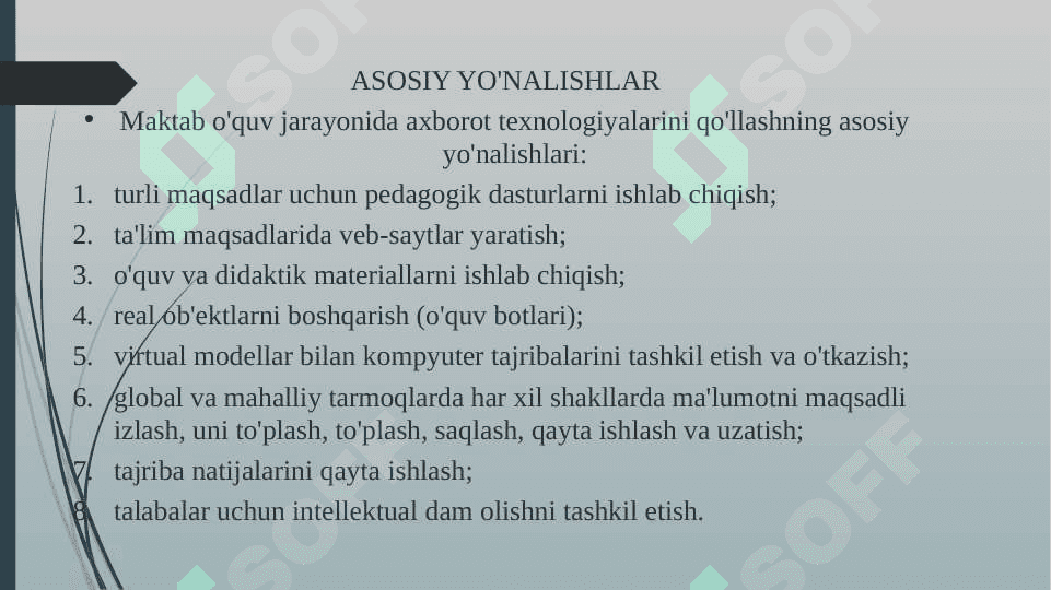 O‘quv jarayonida axborot texnologiyalarnining asosiy yo‘nalishlari va uni tadbiq etish 3