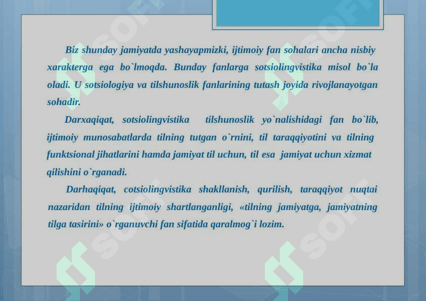SOTSIOLINGVISTIKANING PRЕDMЕTI, MAQSAD VA VAZIFALARI 2