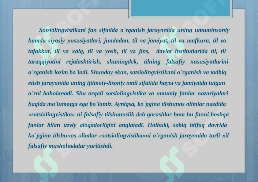 SOTSIOLINGVISTIKANING PRЕDMЕTI, MAQSAD VA VAZIFALARI 5