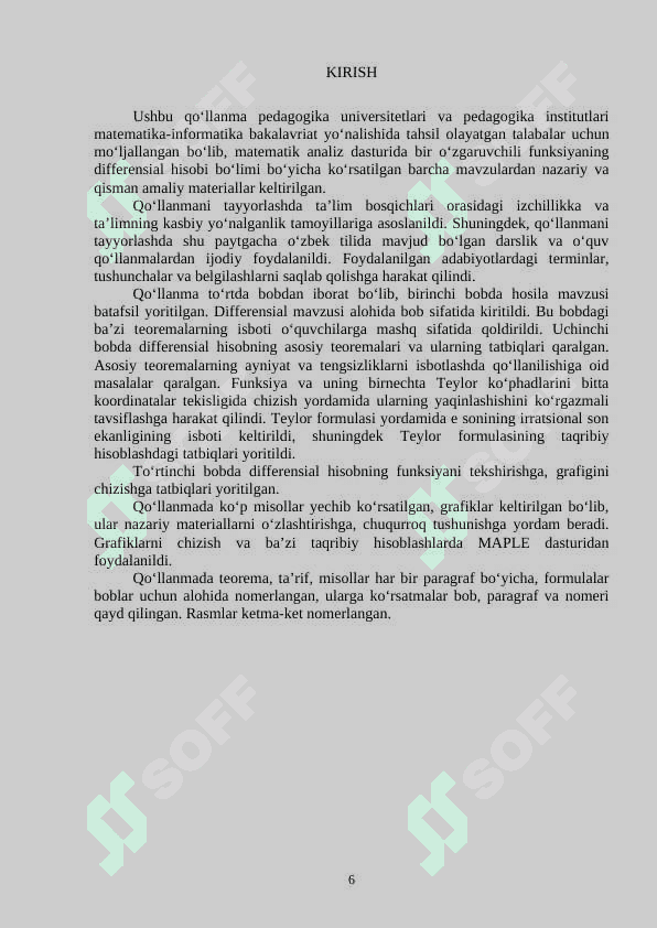 Differensial va hosilani hisoblash uchun o'quv qo'llanma 6
