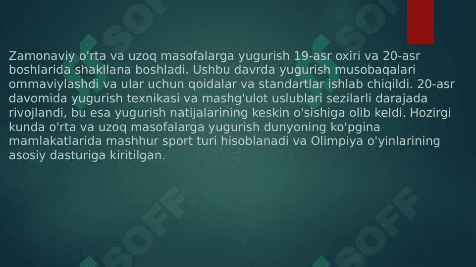 O’RTA VA UZOQ MASOFALARGA YUGURISH TEXNIKASI ASOSLARI 4