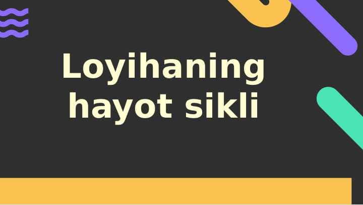 Loyihaning hayot sikli 1
