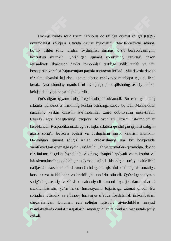 QO‘SHILGAN QIYMAT SOLIG‘I ELEMENTLARI 2