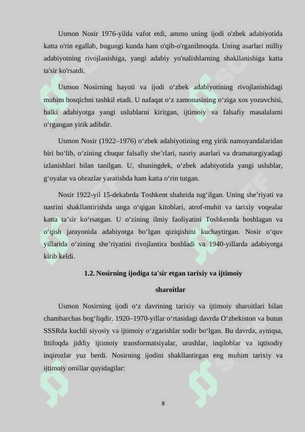 USMON NOSIR IJODI VA ADABIY TANQID 8