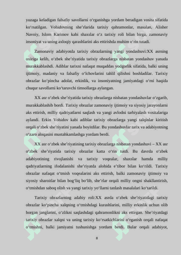 XX ASR OʻZBEK SHE'RIYATIDA TARIXIY OBRAZ TALQINLARI (ERKIN VOHIDOV IJODI MISOLIDA) 8