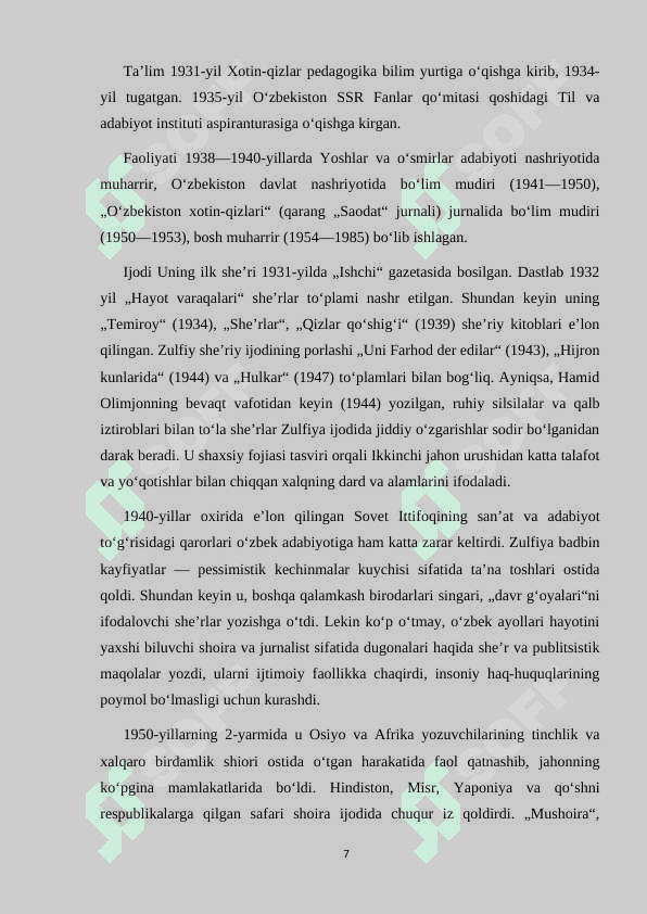 ZULFIYA IJODI VA ADABIY TANQID 7