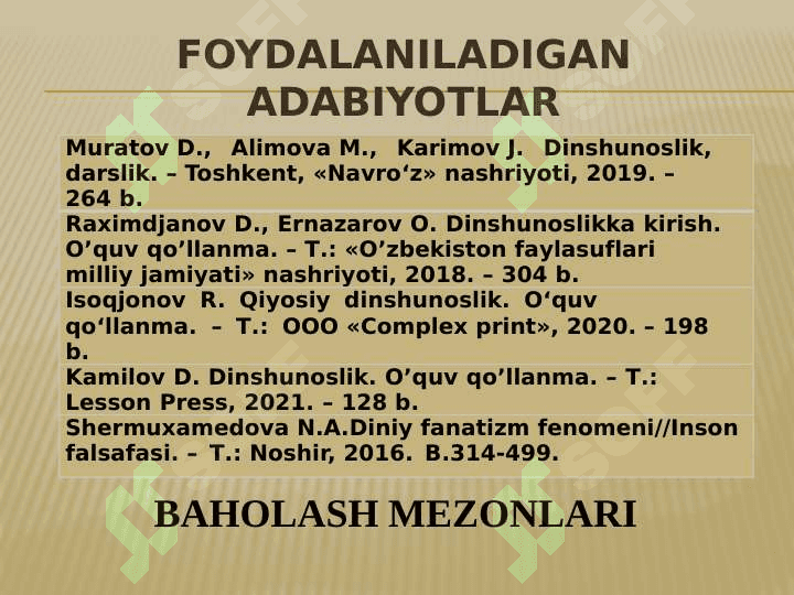 Dinshunoslik faniga kirish 2