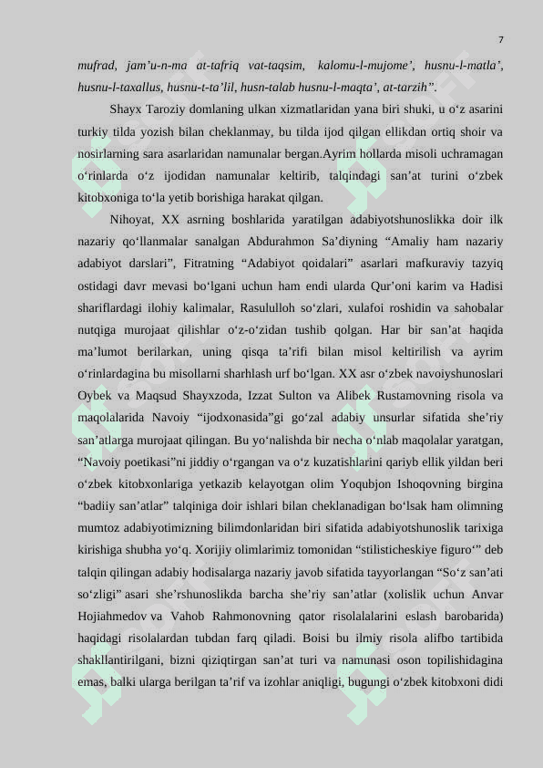 "Badoe' us-sanoe'"da badiiy san'atlar tasnifi 7