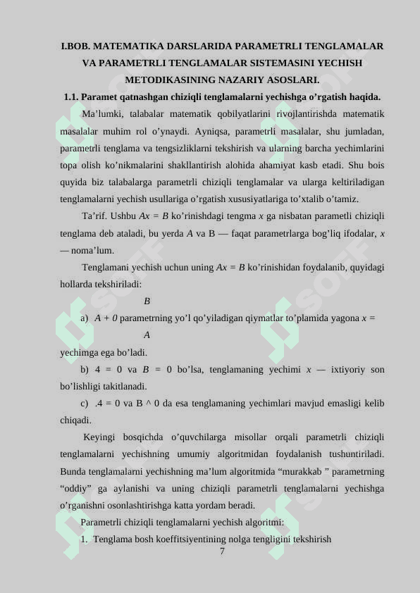 Parametr qatnashgan chiziqli tenglama va tengsizliklar 7
