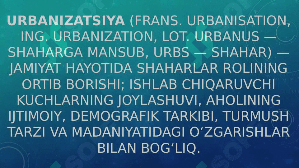 O’zbekistonning muhofaza etiladigan tabiiy hududlari. Urbanizatsiya va atrof muhit muammolari 6