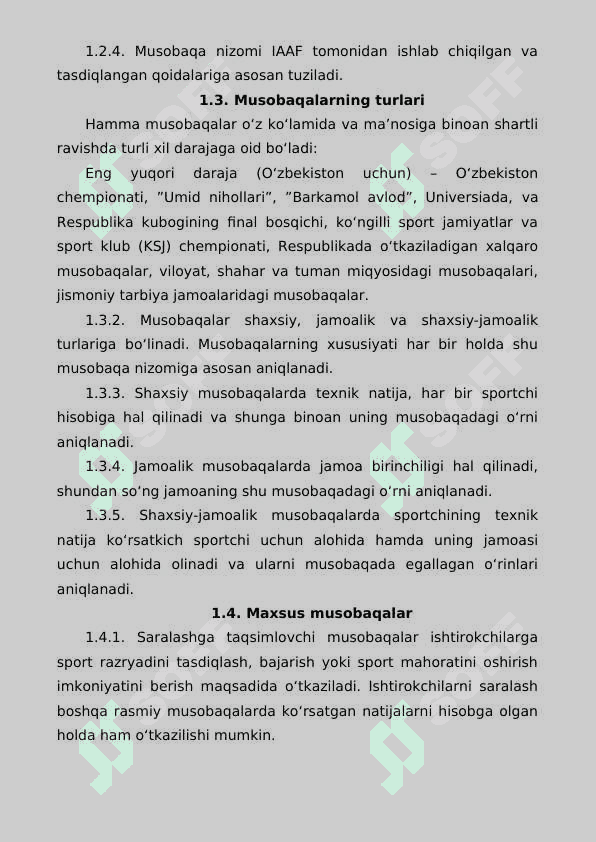 Yengil atletika bo‘yicha musobaqalarni tashkil qilish va o‘tkazish, musobaqalardagi hujjatlar va hakamlik ishi 5