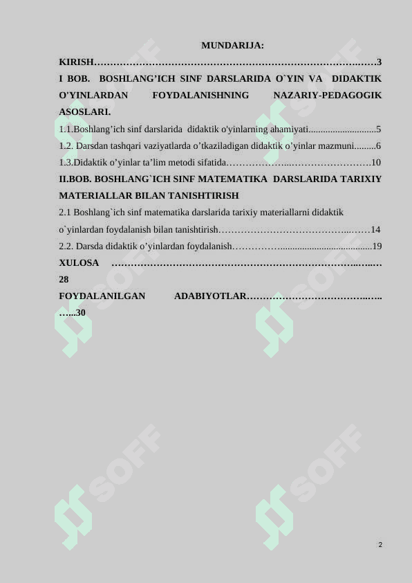BOSHLANG`ICH SINF MATEMATIKA  DARSLARIDA TARIXIY MATERIALLAR BILAN TANISHTIRISH 2