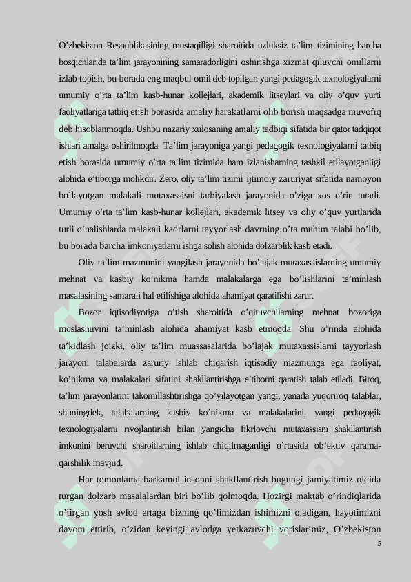 BOSHLANG`ICH SINF MATEMATIKA  DARSLARIDA TARIXIY MATERIALLAR BILAN TANISHTIRISH 5