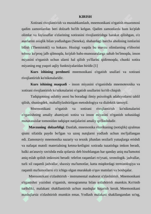 Psixologiyada xotira va mnemonika 3