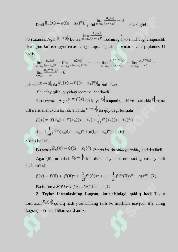 Teylor formulasining taqribiy hisoblashga tatbiqlari 3