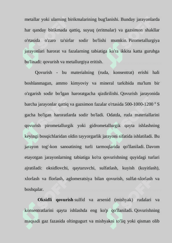Metallurgik jarayonlarning turlari va ularning asosiy xarakteristikalari 5