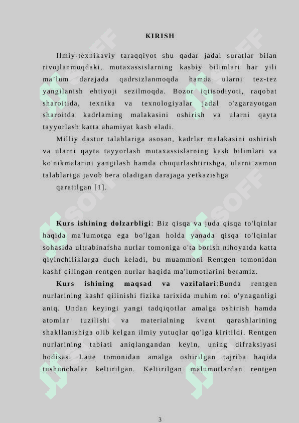 Rentgen nurlari va uning tarkibiy tuzilishini о’rganish 3