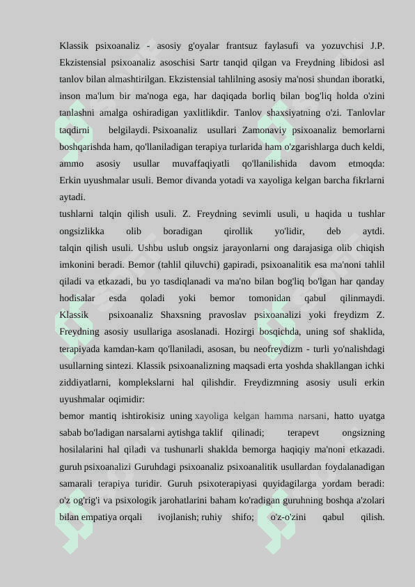 Psixoanaliz nazariyasining oziga xosligi 5