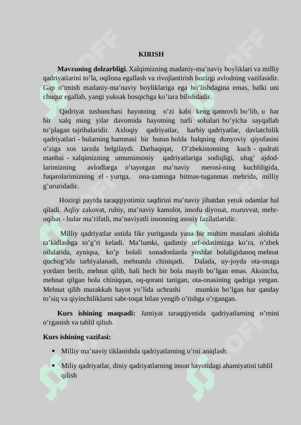 Jamiyat taraqqiyotida qadriyatlarning o’rni. 3