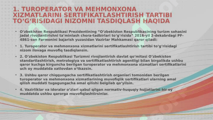 Turizm xizmatlarini sertifikatlashtirish va standartlashtirish 3