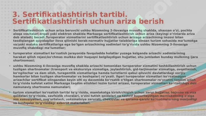 Turizm xizmatlarini sertifikatlashtirish va standartlashtirish 7