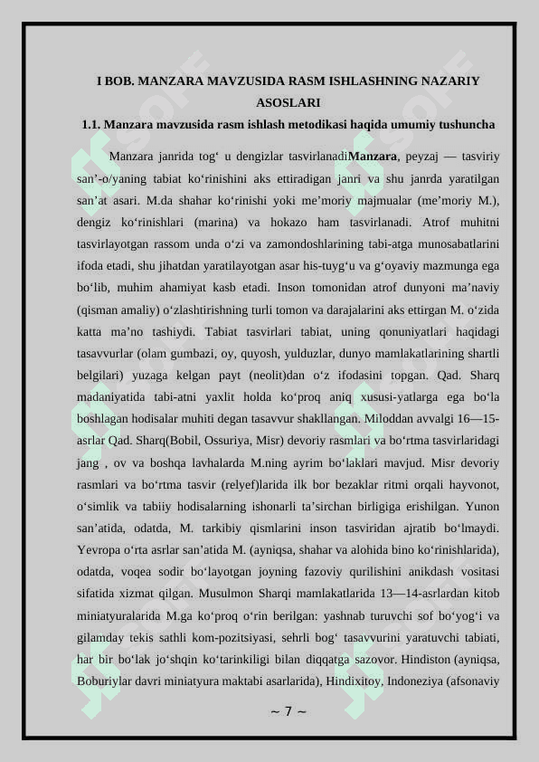 Manzara mavzusida rasm ishlashning nazariy asoslari 7