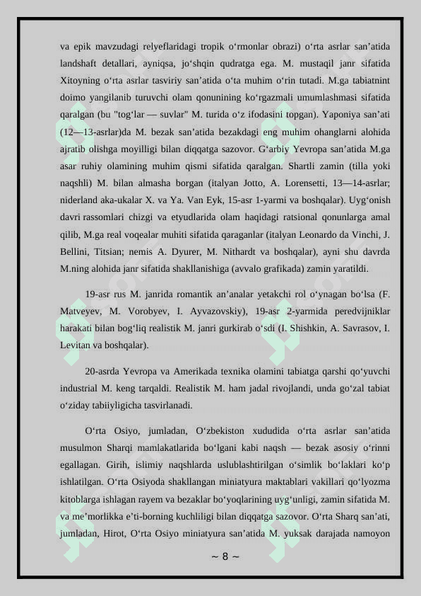 Manzara mavzusida rasm ishlashning nazariy asoslari 8