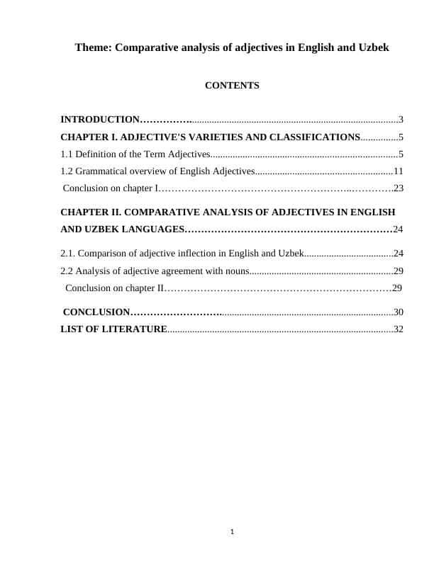 Comparative analysis of adjectives in English and Uzbek 1