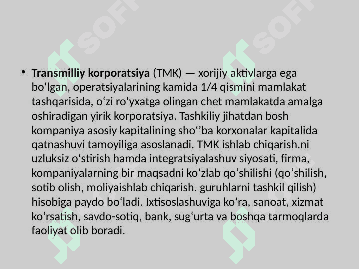 Xalqaro turizm bozorida transmilliy kompaniya (TMK) lar 3