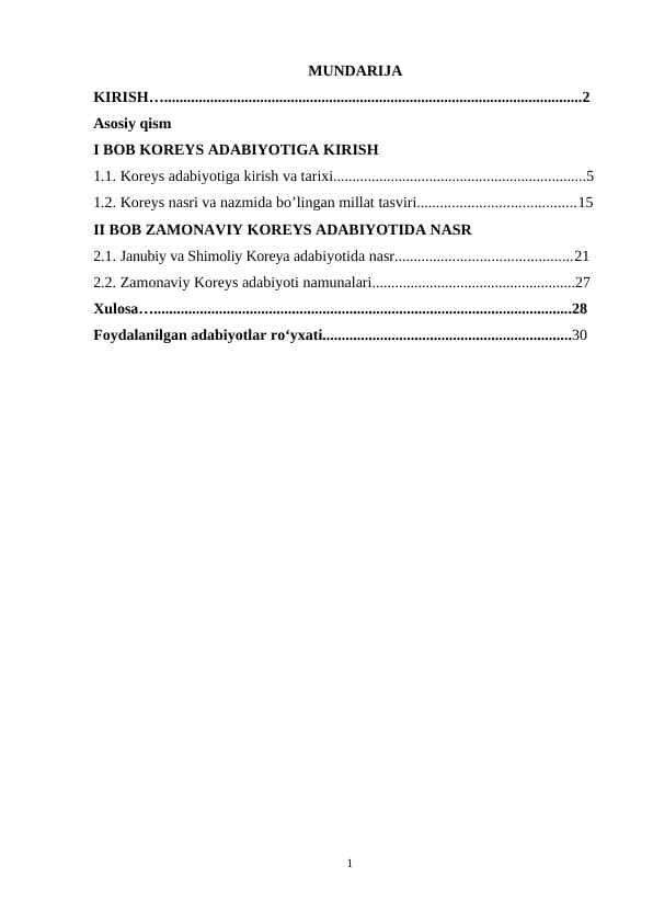 Koreys adabiyoti nasri 1