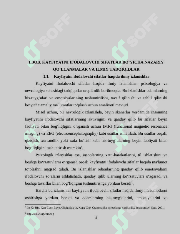 Koreys tilida kayfiyatni ifodalovchi sifatlar 5