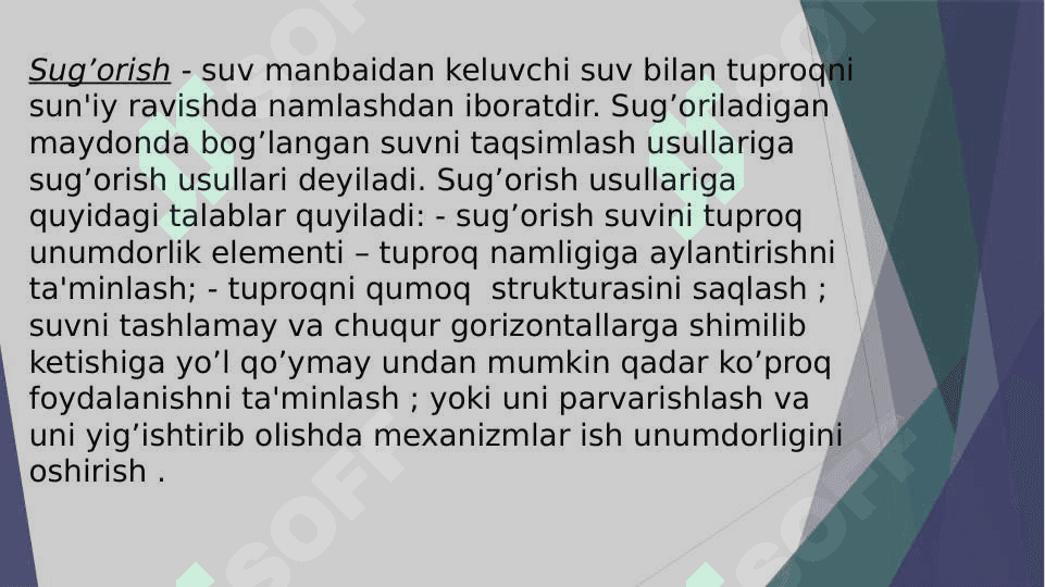Sug’orishning zamonaviy usullari 2