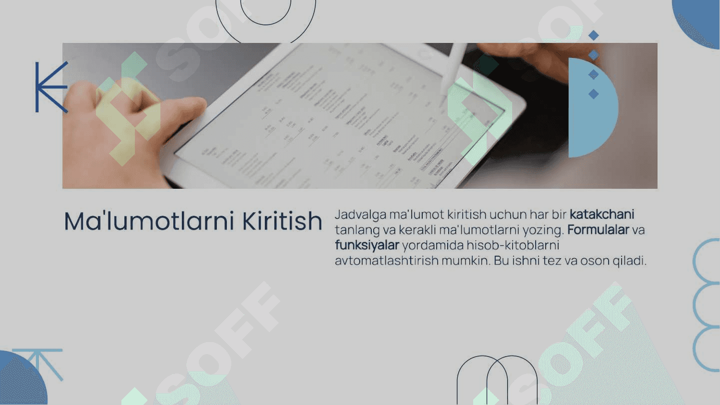 Excel dasturida jadval yaratish 3